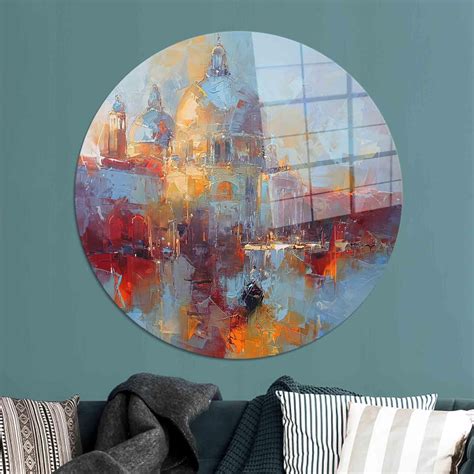 HelloGlass Round City Landscape Wall Decor, Glass Printing, Venice ...