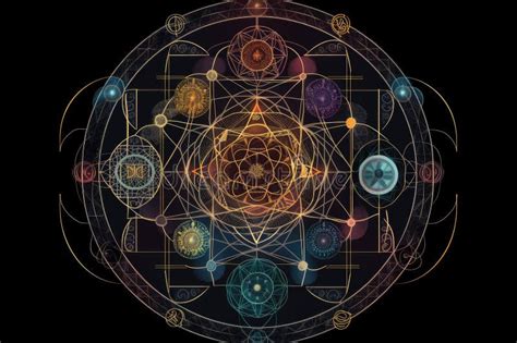 Heilige Geometrie Mandala Mit Symbolischen Elementen Der Vier Elemente