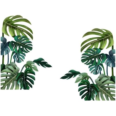 Autocollant Mural Plante Verte Sticker Tropicale Stickers Plante