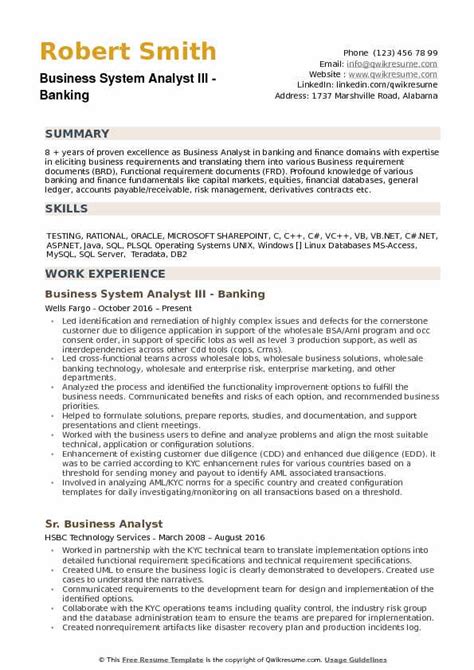 Business System Analyst Resume Samples Qwikresume