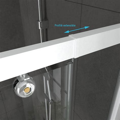 Porte De Douche Pivotante Ajustable De Cm En Alu Blanc Et Verre