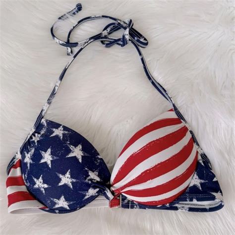Xhilaration Flag Stars And Stripes Bikini Top Push Up Medium EBay