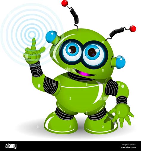 Illustration Of A Green Robot With Antennae Stock Photo Alamy