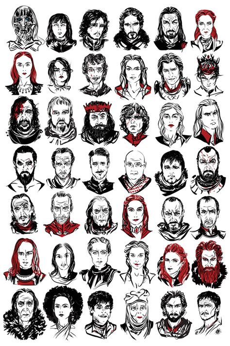 A 'Game of Thrones' Art Print Featuring Illustrated Portraits of Major ...