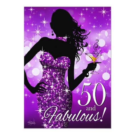 Bring The Bling Sparkle 50th Birthday Purple Invitation