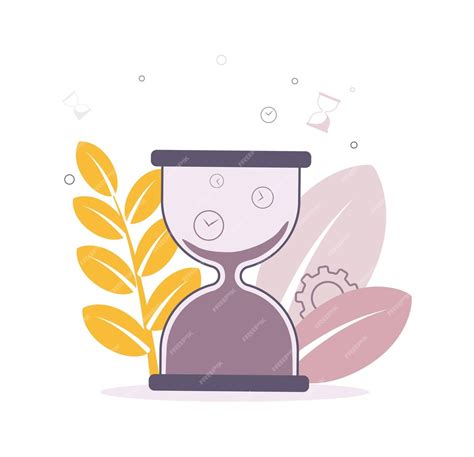 Premium Vector Time Management Illustration Illustration Depicting An Hourglass Twigs And