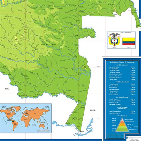 Mapa de Colombia Físico en Alto Relieve MapasCartur