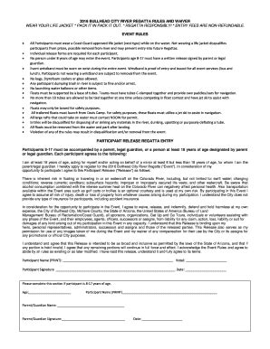 Fillable Online Bullhead City River Regatta Rules And Waiver Wear