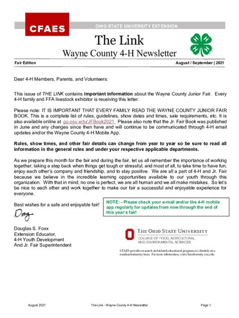 Fillable Online Wayne Osu H Newsletters Logan County The Ohio