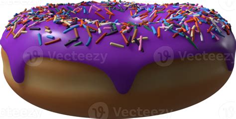 Purple Donut with Sprinkles 3D Illustration 10286235 PNG