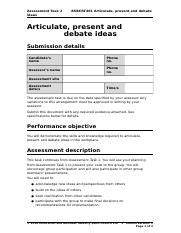 Bsbcrt Docx Assessment Task Ideas Bsbcrt Articulate Present