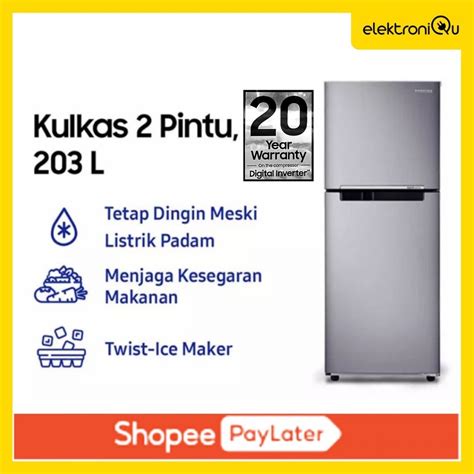 Jual KULKAS 2 PINTU LEMARI ES SAMSUNG RT 20FARWDSA 203 LITER Shopee