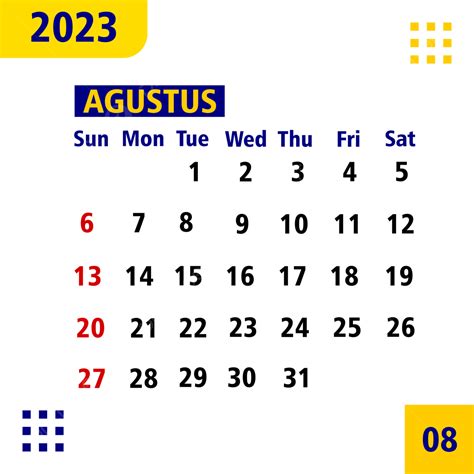 Agosto 2023 Mes Calendario Vector Png Agosto 2023 Calendario Png Y