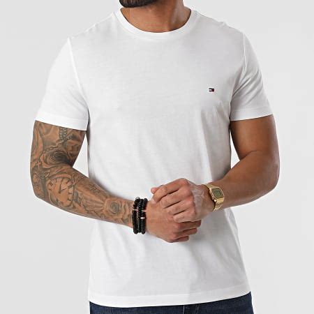 Tommy Hilfiger Tee Shirt Stacked Hilfiger Back Logo 4546 Blanc