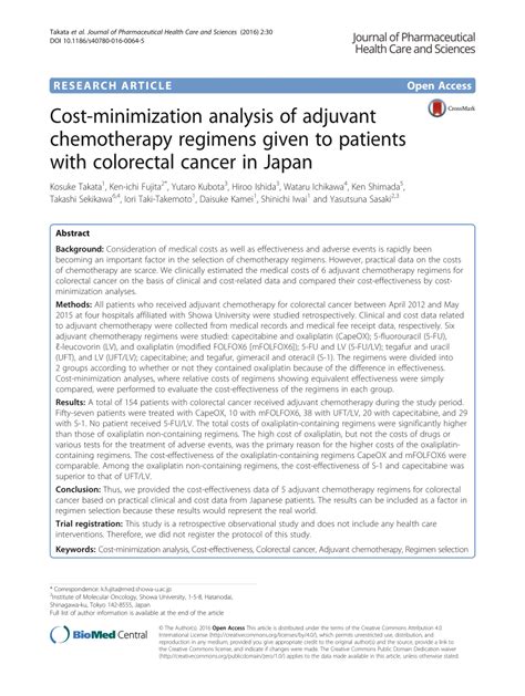 (PDF) Cost-minimization analysis of adjuvant chemotherapy regimens ...