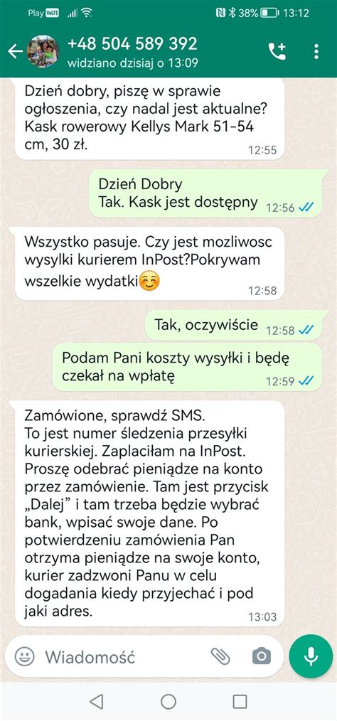 Podst P Rozmowa Na Whatsappie Potem Sms Z Linkiem