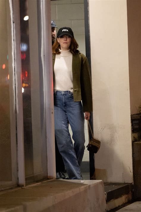 Emma Stone in Casual Outfit at Sushi Park in Los Angeles 01/13/2024 ...