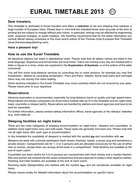 Eurail Timetable 2013 | PDF