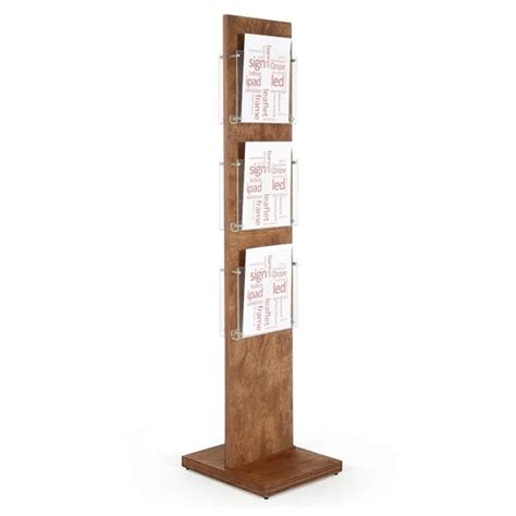 6 X A4 Lacquered Beech Wood Floor Standing Double Sided Brochure Tower