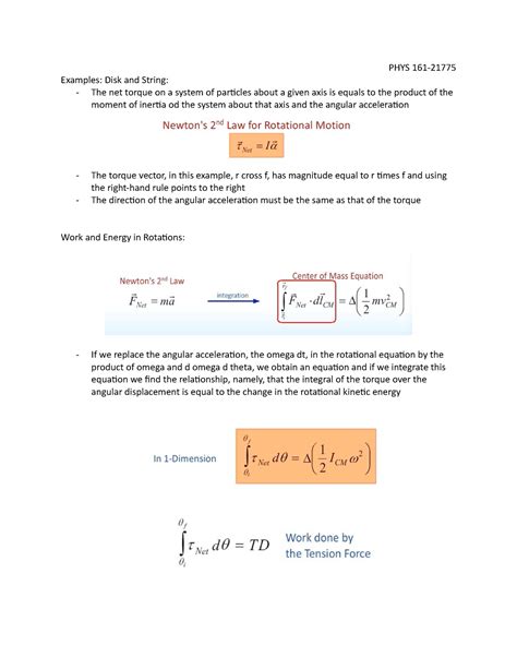 Rotational Dynamics Pre Lecture Phys Examples Disk And String