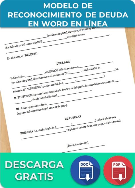 Reconocimiento De Deuda Ejemplos Formatos Word Excel