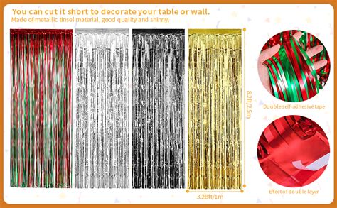 Amazon Sumind 8 Pack Foil Curtains Fringe Curtains Tinsel Backdrop