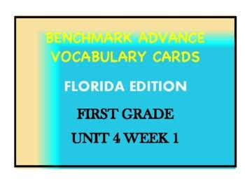 Benchmark Advance Unit Week Vocabulary Picture Cards Florida Edition