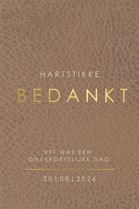 Strakke Bedankkaart Met Goudfolie Ronde Hoeken En Lederlook