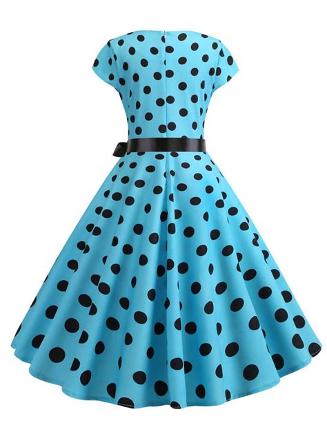 1950s Polka Dot Cap Sleeved Dress Retro Stage