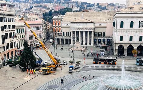 Piazza De Ferrari Arrivato Dalla Lombardia Il Grande Albero Di Natale