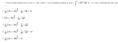 Solved X The Arc Length Function For A Curve Y F X Chegg