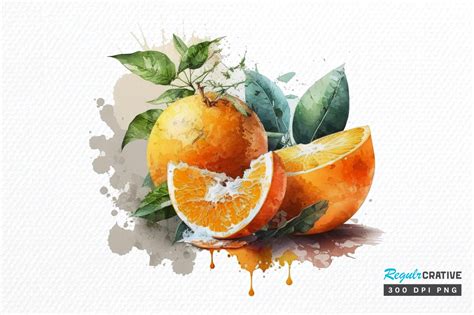 Watercolor Oranges Clipart Png Design Graphic By Regulrcrative