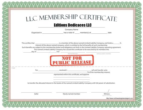 Llc Membership Certificate Sample