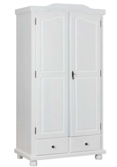 Armoire Rustique Reutte Tiroirs Portes Pin Massif Vernis Blanc