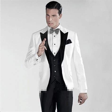 Top Verkauf One Button Wei Br Utigam Smoking Spitze Revers Groomsmen