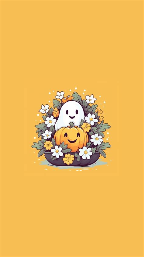 50 Ghost Phone Wallpapers 👻cute Halloween Lock Screen Floral Pumpkin