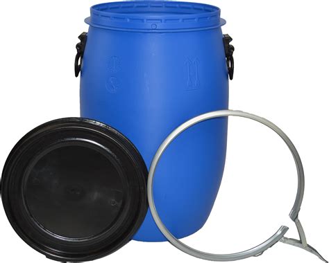 ITP Packaging 30 Litre Plastic Blue Open Top Storage Barrel Drum Keg