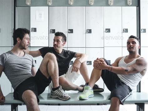 Friends In A Gym Locker Room Chatting Gym Gym Lockers Happy Friends