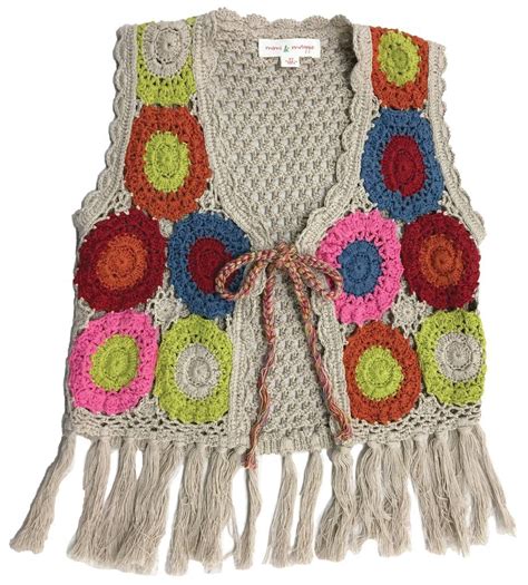 70s Hand Crocheted Hippie Vest Vests Mimi And Maggie Crochet Vest 70s