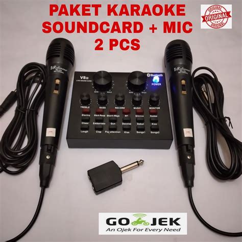 Jual PAKET Alat Karaoke Soundcard Live Broadcast Microphone Headset Dan