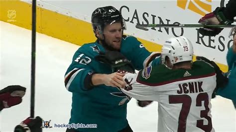 Jan Jenik Vs Jonah Gadjovich From The Arizona Coyotes At San Jose