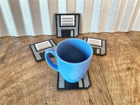 Retro Floppy Disk Coaster Pixel Art Perler Beads Coaster Etsy