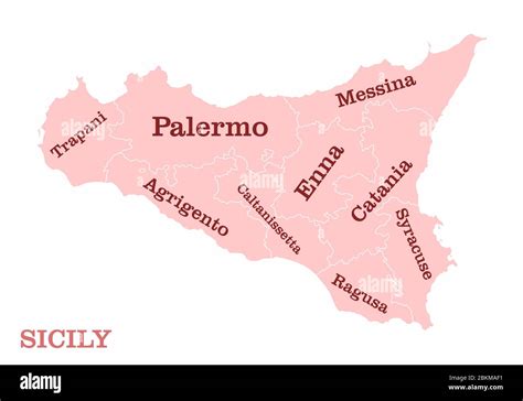 Sicily regions map Stock Vector Image & Art - Alamy