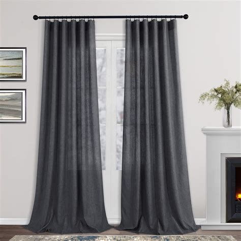 Amazon KOUFALL Dark Grey Linen Curtains 84 Inches Long For Living