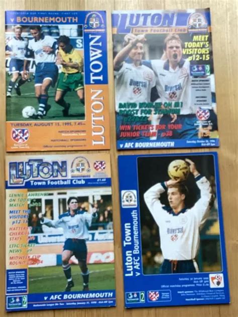 LUTON TOWN V BOURNEMOUTH FC FOOTBALL MATCH PROGRAMMES x 4 — LTFC HOME ...