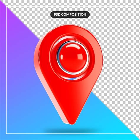 Ícone de pino de ponteiro de mapa vermelho realista 3d PSD Premium