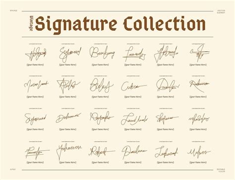 Une Page De Signatures Avec Le Nom De La Collection De Signatures Crit