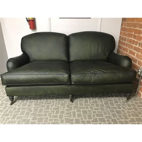 Wick Design Traditional Green Leather Sofa - Wick Design