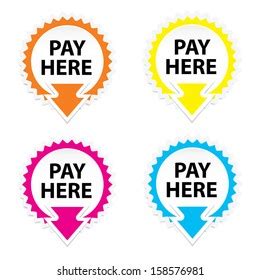 Pay Here Button Icon Sticker Symbols Stock Illustration 158576981 ...