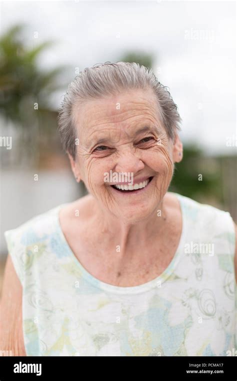 Portrait Of A Happy Grandma Portrait Of A Smiling Elderly Woman Stock